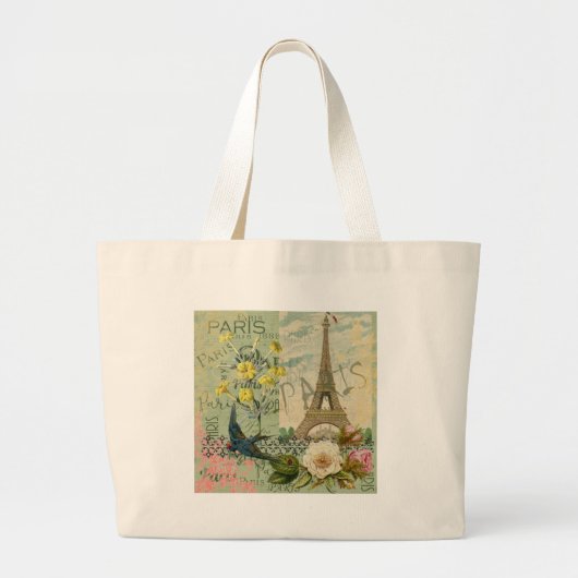Parijs Frankrijk Reizen Antiek kunstschilderkunst Grote Tote Bag (Voorkant)