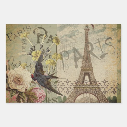 Parijs Frankrijk Reizen  Antiek kunstschilderkunst Inpakpapier Vel (Voorkant 3)