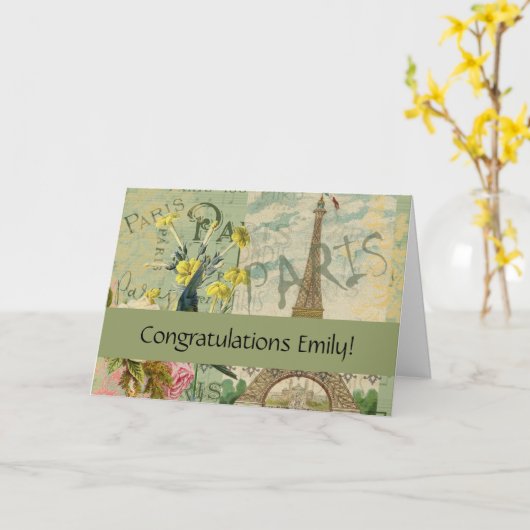 Parijs Frankrijk Reizen  Antiek kunstschilderkunst Kaart (Gele Bloem)