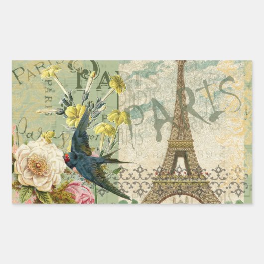 Parijs Frankrijk Reizen  Antiek kunstschilderkunst Rechthoekige Sticker (Voorkant)