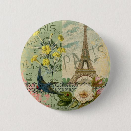 Parijs Frankrijk Reizen Antiek kunstschilderkunst Ronde Button 5,7 Cm (Voorkant)