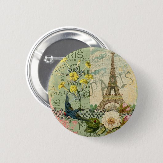 Parijs Frankrijk Reizen  Antiek kunstschilderkunst Ronde Button 5,7 Cm (Voorkant /achterkant)