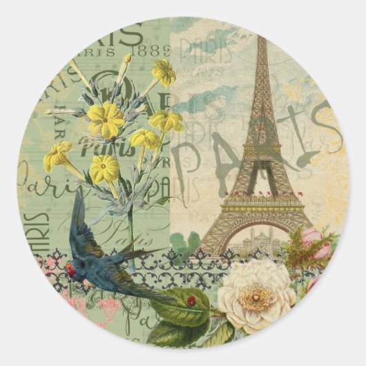 Parijs Frankrijk Reizen  Antiek kunstschilderkunst Ronde Sticker (Voorkant)