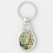 Parijs Frankrijk Reizen  Antiek kunstschilderkunst Sleutelhanger (Voorkant)