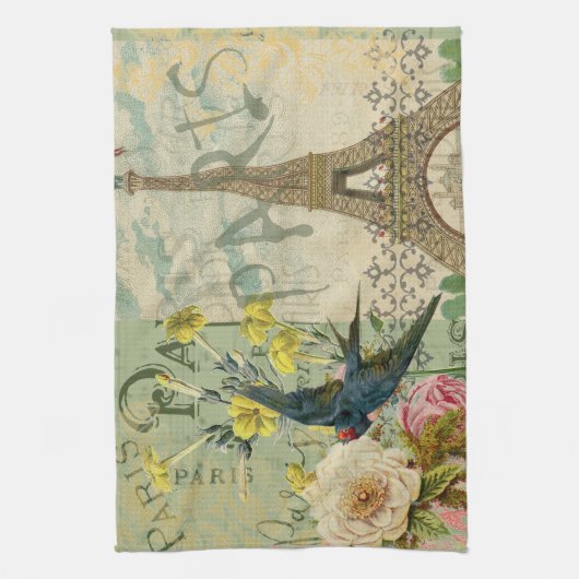 Parijs Frankrijk Reizen Antiek kunstschilderkunst Theedoek (Verticaal)