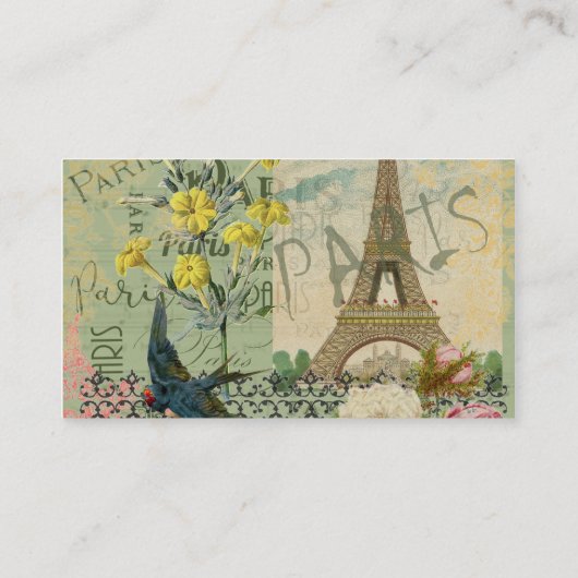 Parijs Frankrijk Reizen  Antiek kunstschilderkunst Visitekaartje (Achterkant)