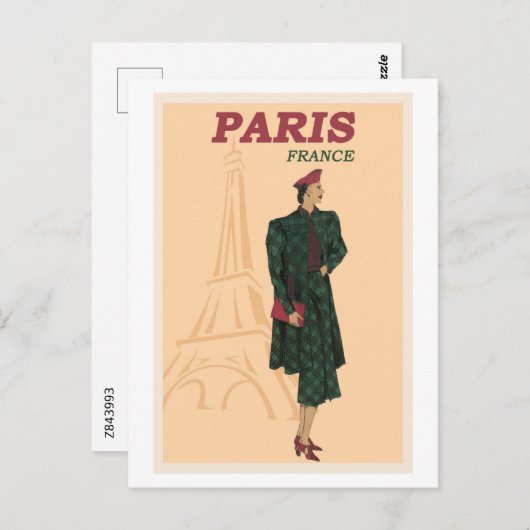 Parijs Frankrijk Reizen Mode Retro Briefkaart (Voorkant / Achterkant)