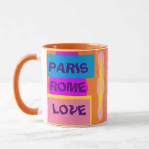 Parijs Frankrijk Rome Italië Roze citroen Blauw on Mok