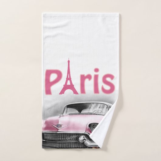 Parijs Frankrijk Roze Auto Badkamer Handdoek Sets (Handdoek)