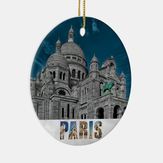 Parijs Frankrijk Sacre Coeur Kerstmis Keramisch Ornament (Rechts)
