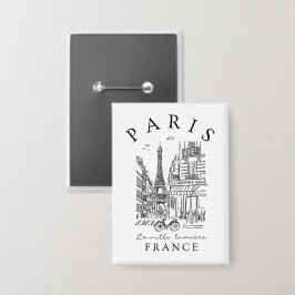 Parijs Frankrijk –  Schets met Eiffeltoren & Café Button