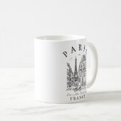 Parijs Frankrijk – Schets met Eiffeltoren & Café Koffiemok (Voorkant rechts)