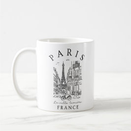 Parijs Frankrijk –  Schets met Eiffeltoren & Café Koffiemok