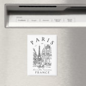 Parijs Frankrijk – Schets met Eiffeltoren & Café Magneet (Insitu (Vaatwasser))
