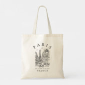 Parijs Frankrijk – Schets met Eiffeltoren & Café Tote Bag (Achterkant)
