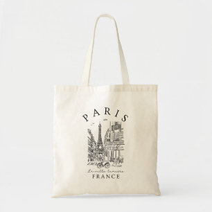 Parijs Frankrijk –  Schets met Eiffeltoren & Café Tote Bag