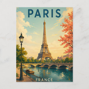 Parijs Frankrijk Seine Rivier Eiffeltoren Romantie Briefkaart