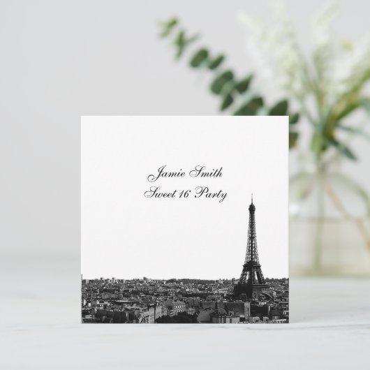 Parijs Frankrijk Skyline #1 BW Sweet 16 V Kaart (Staand voorkant)