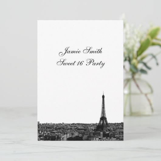 Parijs Frankrijk Skyline #1 BW Sweet 16 V Kaart (Staand voorkant)