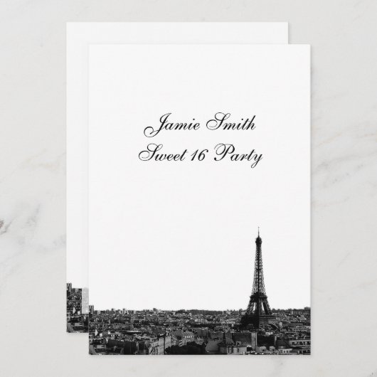 Parijs Frankrijk Skyline #1 BW Sweet 16 V Kaart (Voorkant / Achterkant)