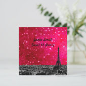 Parijs Frankrijk Skyline #1 Hot Pink Red Sweet 16  Kaart (Staand voorkant)