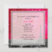 Parijs Frankrijk Skyline #1 Hot Pink Red Sweet 16  Kaart (Achterkant)