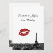 Parijs Frankrijk skyline kus #1 BW V bruiloft Kaart (Voorkant / Achterkant)