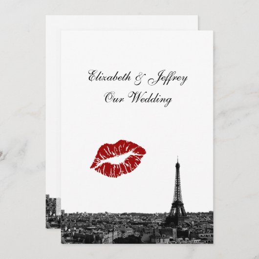 Parijs Frankrijk skyline kus #1 BW V bruiloft Kaart (Voorkant / Achterkant)