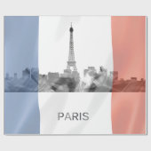 Parijs, Frankrijk Skyline met Franse vlag Cadeaupapier (Vlak)