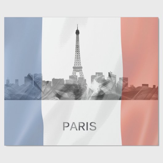 Parijs, Frankrijk Skyline met Franse vlag Cadeaupapier (Vlak)