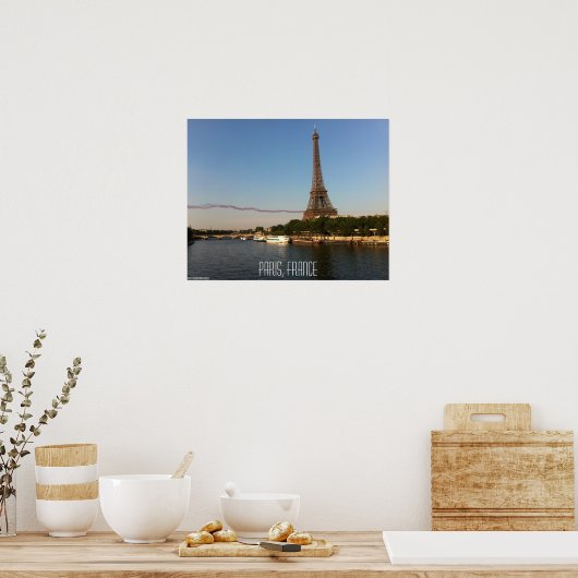 Parijs, Frankrijk - Skywriters vliegen door de Eif Poster (Keuken)