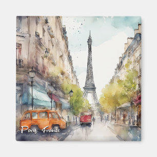Parijs Frankrijk Stad Silhouet Aquarel Magneet