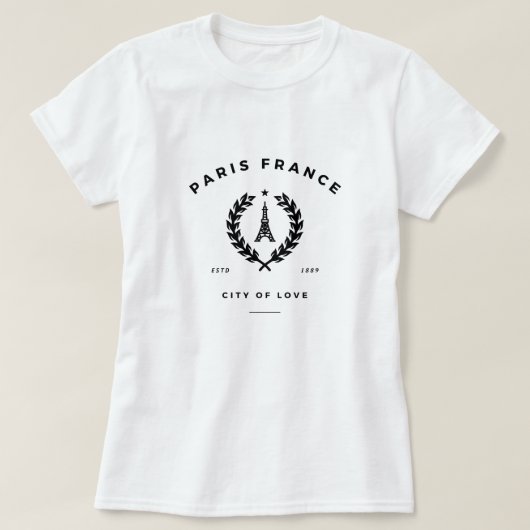 Parijs Frankrijk Stad van de Liefde T-shirt (Design voorkant)