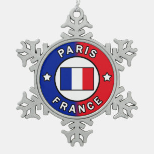 Parijs Frankrijk Tin Sneeuwvlok Ornament