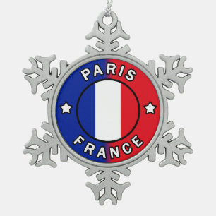 Parijs Frankrijk Tin Sneeuwvlok Ornament