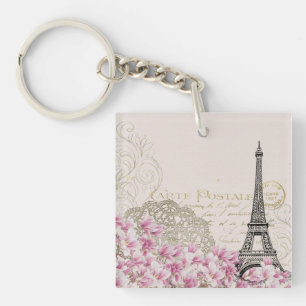 Parijs Frankrijk Travel Design met Eiffel Roze Roz Sleutelhanger