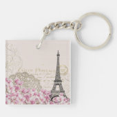 Parijs Frankrijk Travel Design met Eiffel Roze Roz Sleutelhanger (Achterkant)