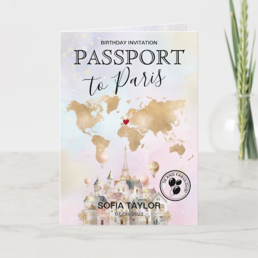 Parijs Frankrijk Verjaardag Paspoort Kaart (Voorkant)
