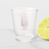 Parijs Frankrijk Verjaardagstocht Eiffeltoren Roze Shot Glas (Achterkant)
