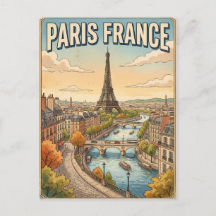 Parijs Frankrijk Vintage Anime Reis Posterkaart Briefkaart