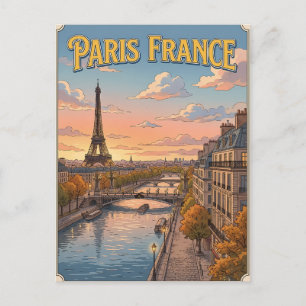 Parijs Frankrijk Vintage Anime Reis Posterkaart Briefkaart