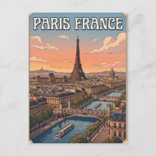 Parijs Frankrijk Vintage Anime Reis Posterkaart Briefkaart