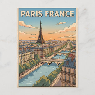 Parijs Frankrijk Vintage Anime Reis Posterkaart Briefkaart
