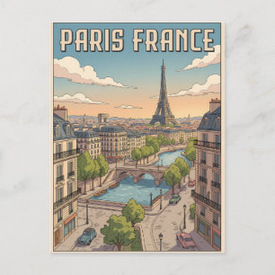 Parijs Frankrijk Vintage Anime Reis Posterkaart Briefkaart
