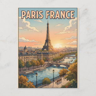 Parijs Frankrijk Vintage Anime Reis Posterkaart Briefkaart