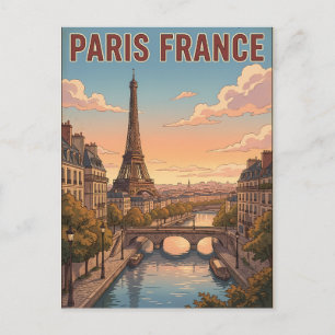 Parijs Frankrijk Vintage Anime Reis Posterkaart Briefkaart