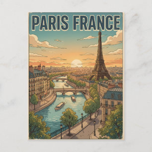 Parijs Frankrijk Vintage Anime Reis Posterkaart Briefkaart