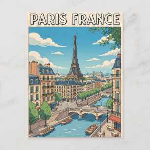 Parijs Frankrijk Vintage Anime Reis Posterkaart Briefkaart