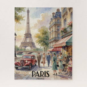 Parijs Frankrijk Vintage Aquarel Reisposter  Legpuzzel
