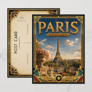 Parijs Frankrijk Vintage Eiffeltoren Art Deco Goud Briefkaart